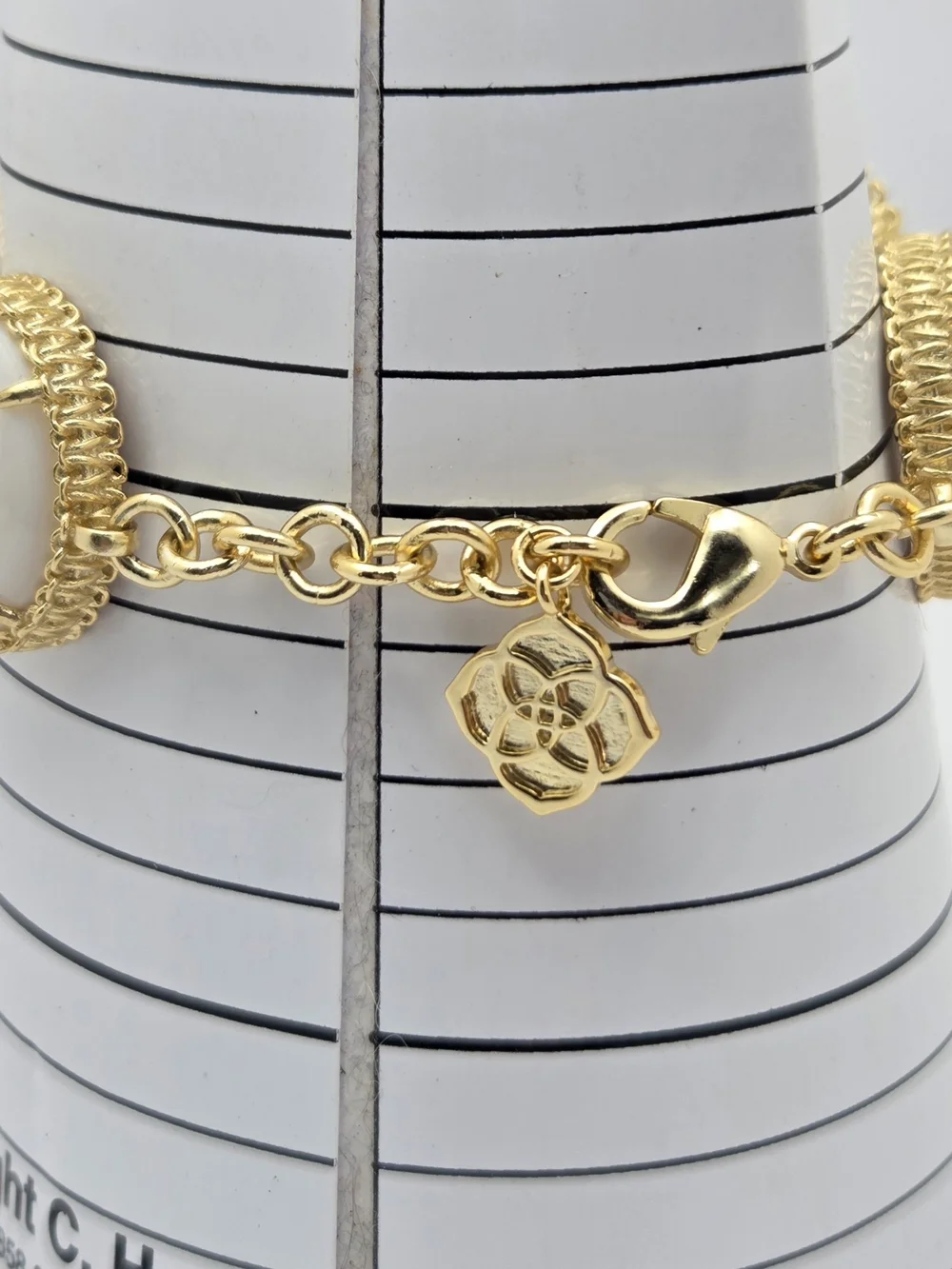 Kendra Scott Gold Tone White Banded Agate Link Bracelet